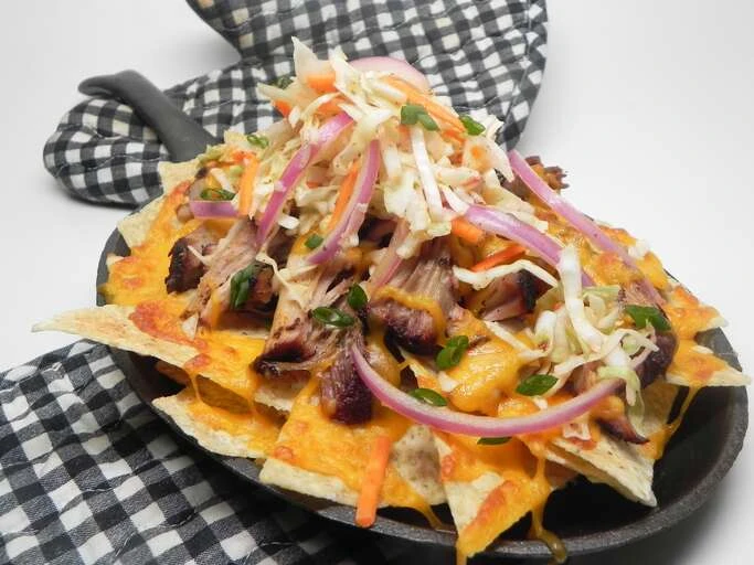 Pulled Pork Nachos with Sriracha Slaw