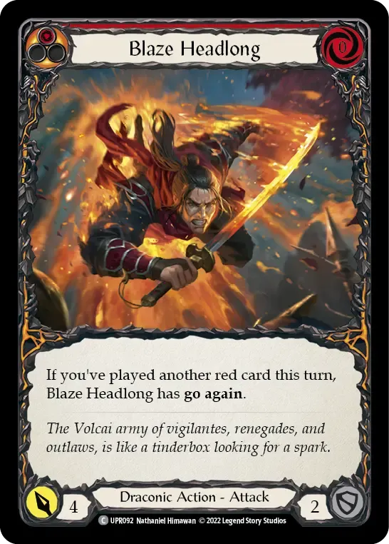 FAB089-RF Blaze Headlong Card - Flesh and Blood TCG