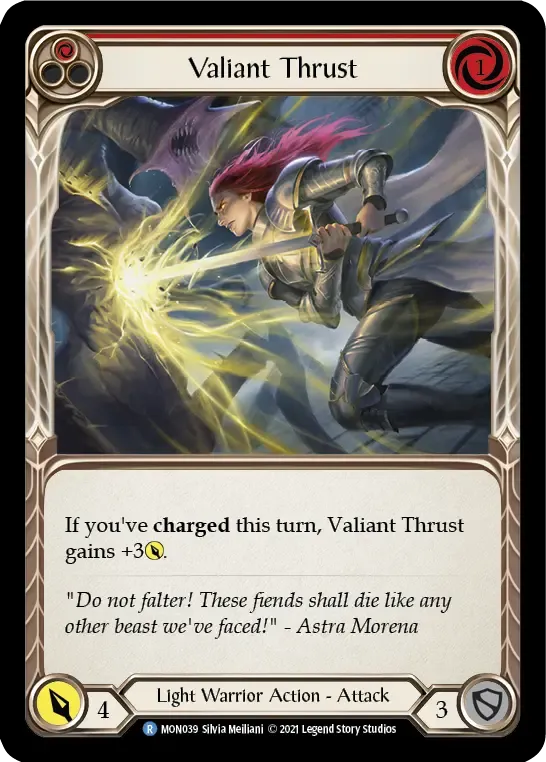 MON039-RF Valiant Thrust Card - Flesh and Blood TCG