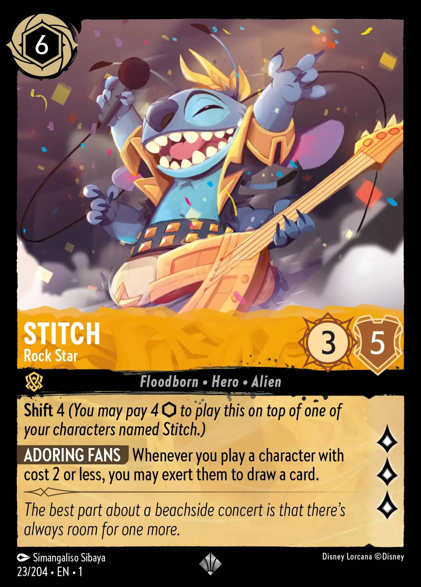 Stitch - Carefree Surfer Lorcana Card