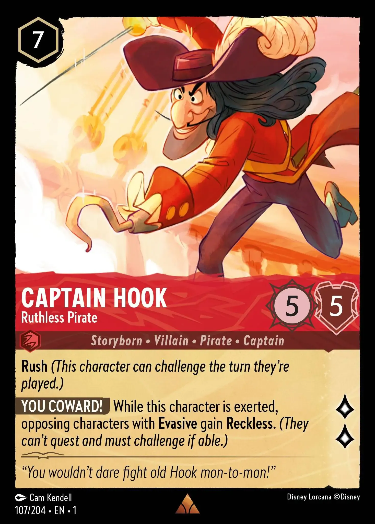 Captain Hook - Thinking a Happy Thought Lorcana Card