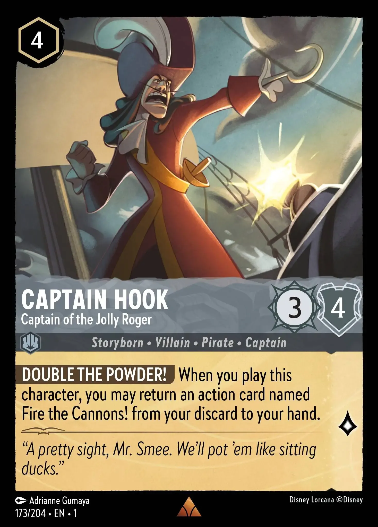 Captain Hook - Captain of the Jolly Roger Lorcana Card
