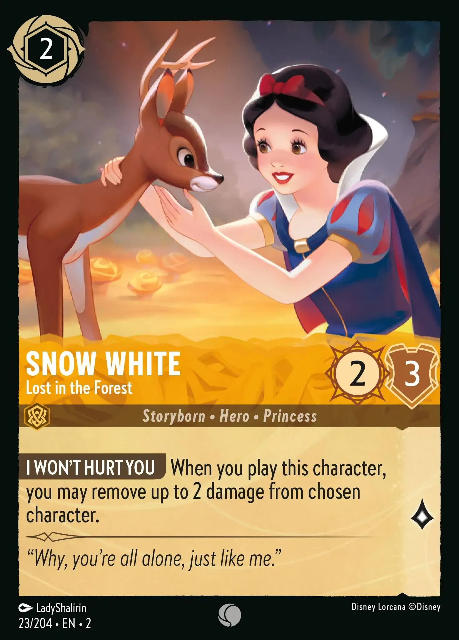 Snow White - Well Wisher - Enchanted 206/204 – Disney Lorcana Card Details  + Review – Lorcana Player