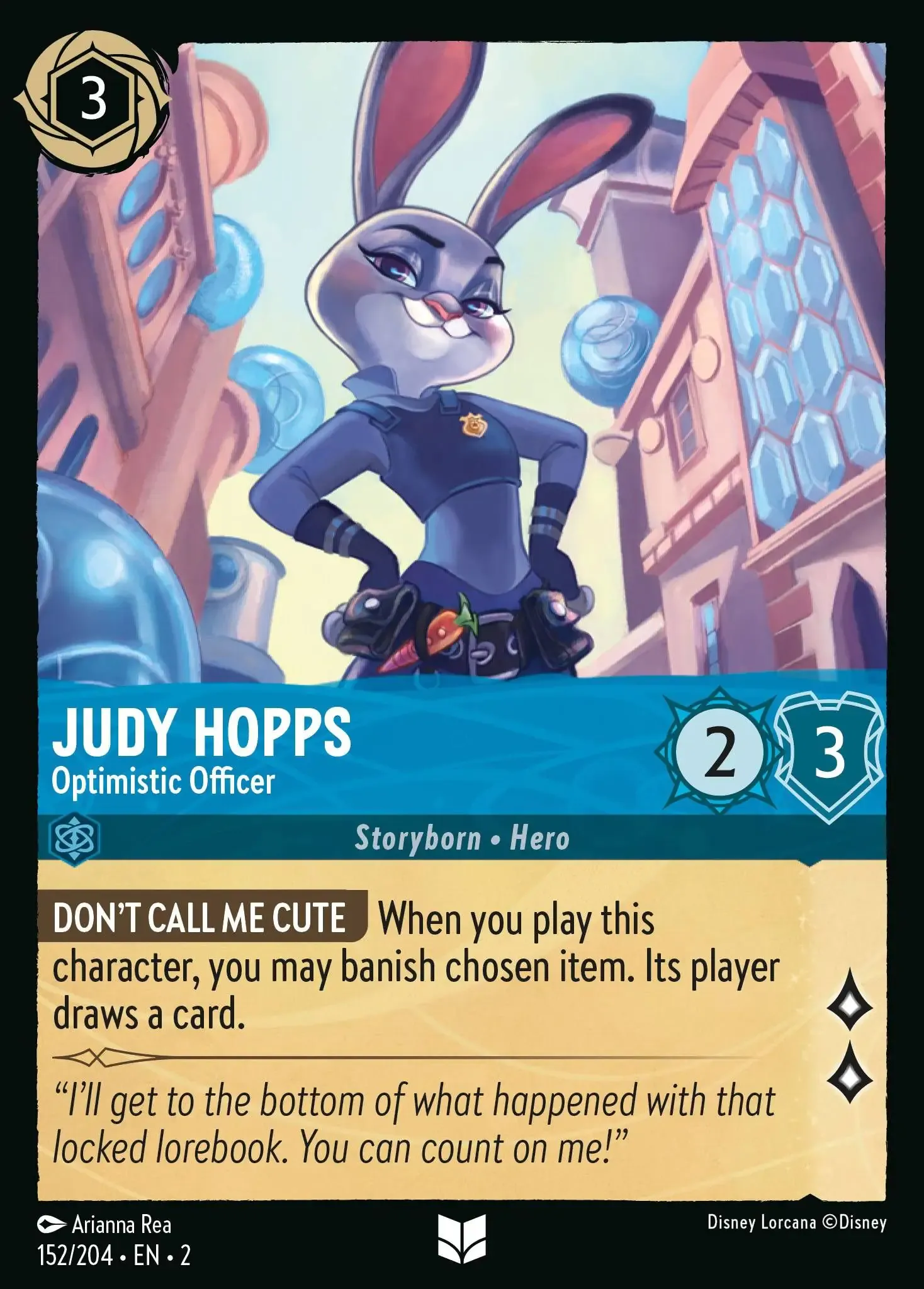 Judy Hopps - Optimistic Officer Lorcana Card