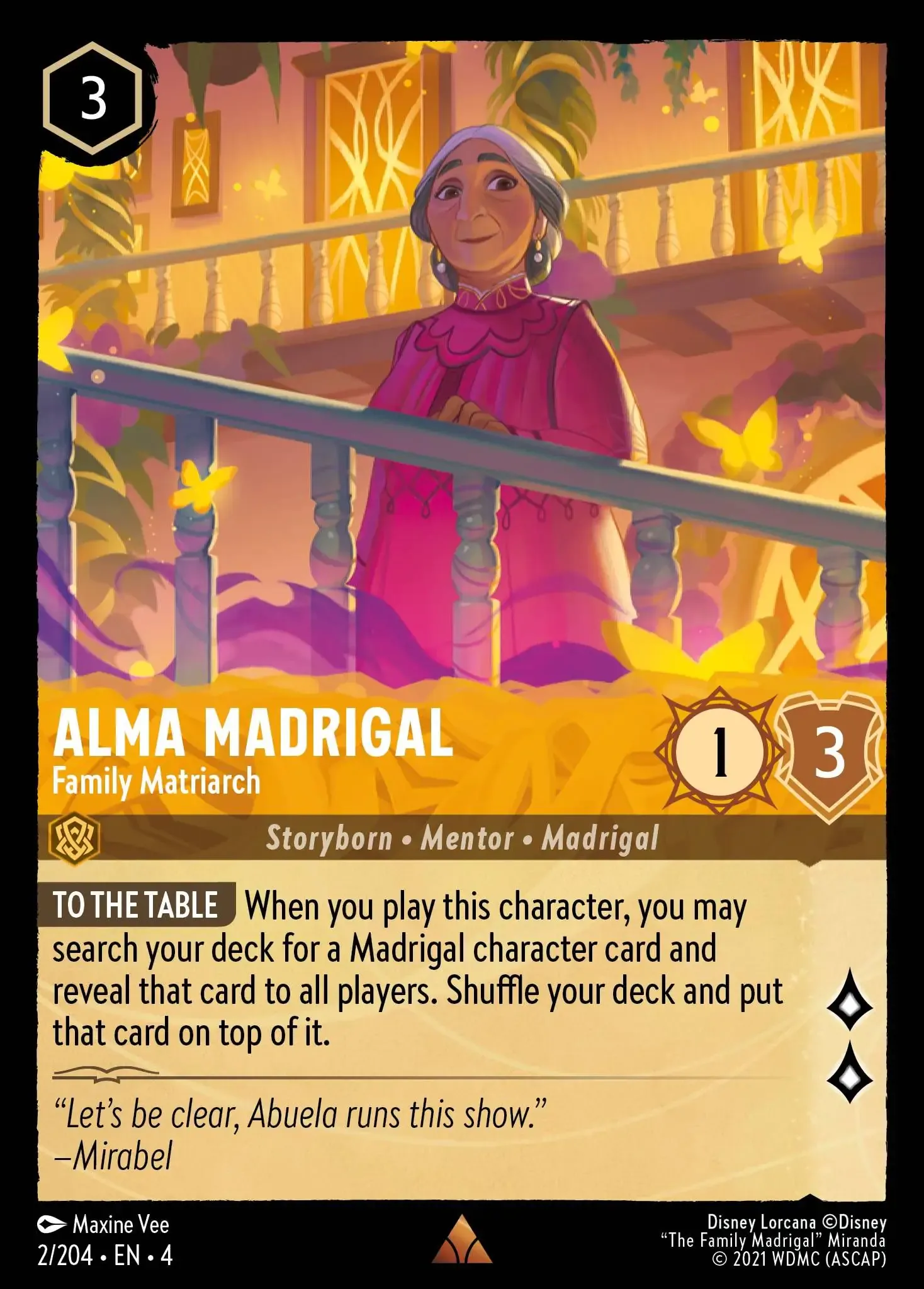 Alma Madrigal - Family Matriarch Lorcana Card