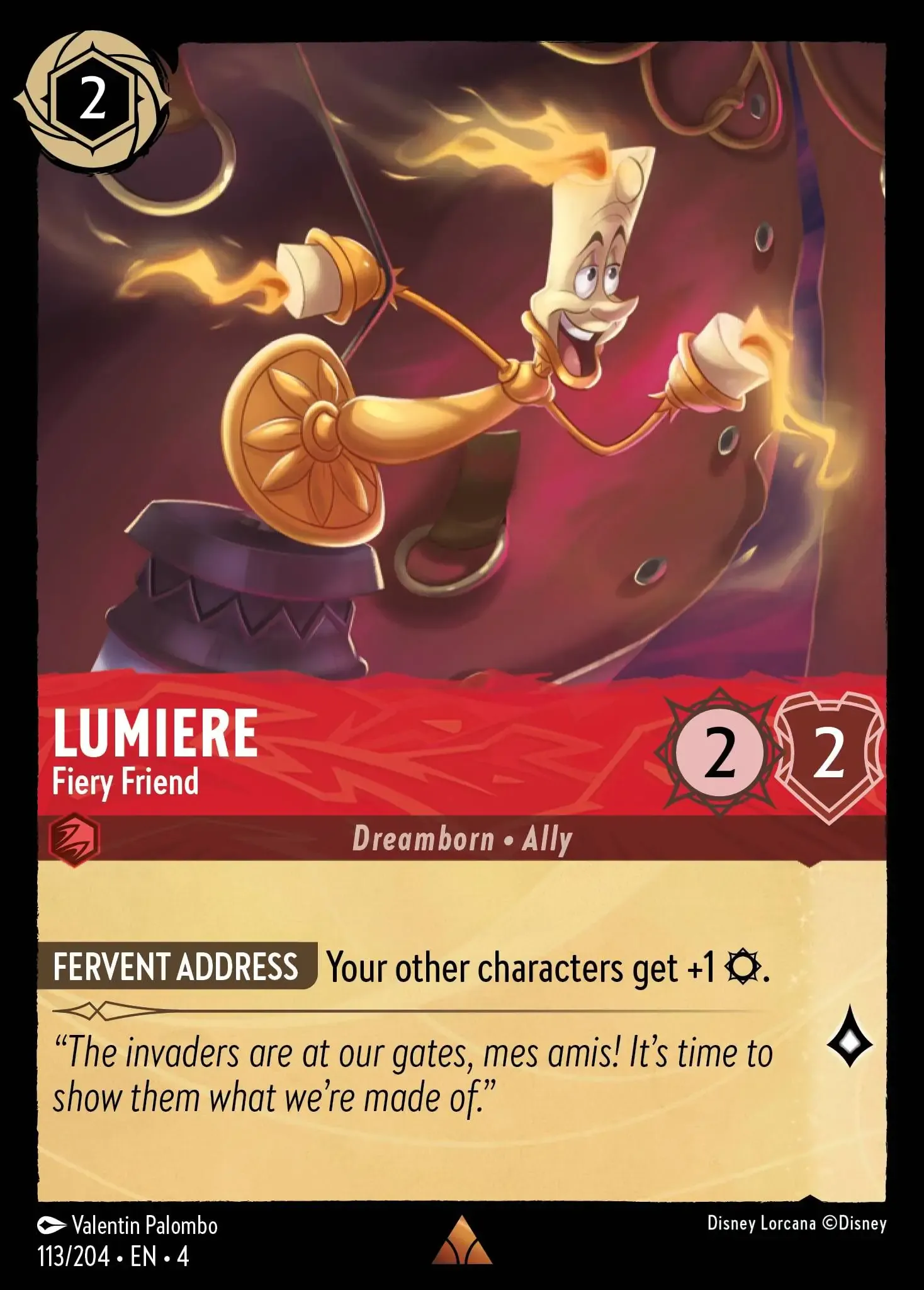 Lumiere - Fiery Friend Lorcana Card | Lorcana.gg