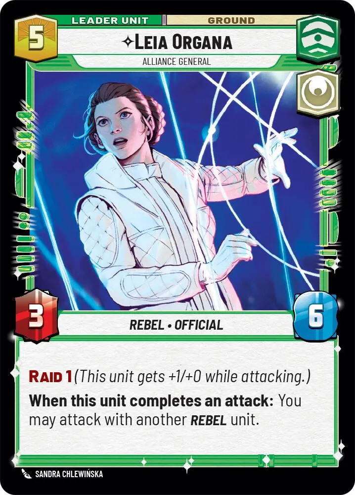 Leia Organa - Alliance General Starwars Unlimited Card