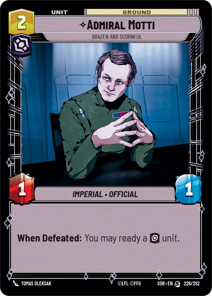 Admiral Motti, Brazen and Scornful Card | Star Wars: Unlimited TCG